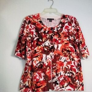 Designers Originals Red and Orange Floral Top